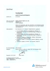 Zertifikat WHG g&uuml;ltig bis Nov. 2022